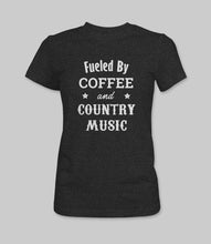 Load image into Gallery viewer, WEEK 5: &quot;Fueled By Coffee and Country Music&quot; Men&#39;s/ Women&#39;s Crewneck Graphic T-Shirt/ Women&#39;s Racerback Tank Top
