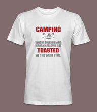 Load image into Gallery viewer, &quot;Camping: Where Friends And Marshmallows Get Toasted At The Same Time&quot; Crewneck Graphic T-Shirt
