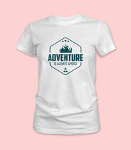 Load image into Gallery viewer, &quot;Adventure is Always Ahead&quot; Crewneck Graphic T-Shirt
