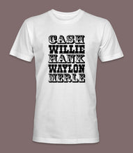 Load image into Gallery viewer, &quot;Cash Willie Hank Waylon Merle&quot; Crewneck Graphic T-Shirt
