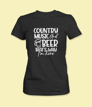 Load image into Gallery viewer, &quot;Country Music and Beer That&#39;s Why I&#39;m Here&quot; Crewneck Graphic T-Shirt
