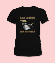 Load image into Gallery viewer, &quot;Save A Drum Bang A Drummer&quot; Crewneck Graphic T-Shirt
