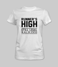 Load image into Gallery viewer, &quot;Runner&#39;s High: Still Legal In All 50 States&quot; Crewneck Graphic T-Shirt
